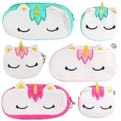 SUBANG 6 Pieces Pencil Case Unicorn Cotton Pencil Bag Soft Pencil Case Makeup Bag Cosmetic Bag