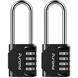 Puroma 2 Pack 2.6 Inch Long Shackle Combination Lock 4 Digit Outdoor Waterproof Padlock for School Gym Locker, Sports Locker, Fence, Gate, Toolbox, Case, Hasp Storage (Black)