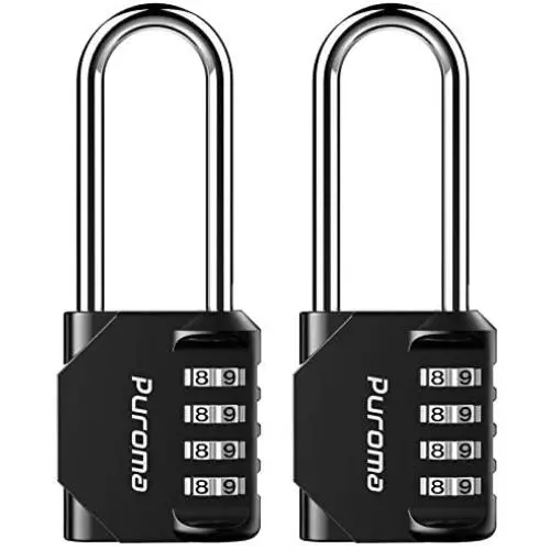 Puroma 2 Pack 2.6 Inch Long Shackle Combination Lock 4 Digit Outdoor Waterproof Padlock for School Gym Locker, Sports Locker, Fence, Gate, Toolbox, Case, Hasp Storage (Black) Puroma 2 Pack 2.6 Inch Long Shackle Combination Lock 4 Digit Outdoor Waterproof Padlock for School Gym Locker, Sports Locker, Fence, Gate, Toolbox, Case, Hasp Storage (Black)