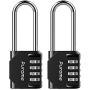 Puroma 2 Pack 2.6 Inch Long Shackle Combination Lock 4 Digit Outdoor Waterproof Padlock for School Gym Locker, Sports Locker, Fence, Gate, Toolbox, Case, Hasp Storage (Black)