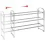 Seville Classics 3-Tier Expandable 24-Pair Shoe Rack Non-Slip Metal Freestanding Closet, Entryway, Bedroom Footwear Organizer, Chrome Poles