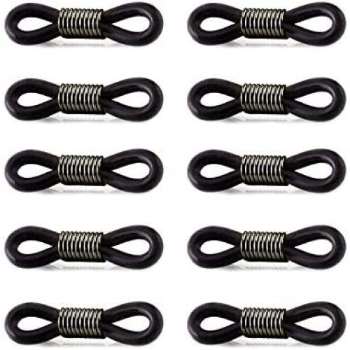 Yantu 10 Pcs Rubber Connectors for Eyeglasses Eyeglass Chain Ends for Eye Glasses Holder Necklace Chain (Black)