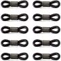 Yantu 10 Pcs Rubber Connectors for Eyeglasses Eyeglass Chain Ends for Eye Glasses Holder Necklace Chain (Black)