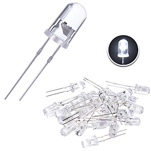 100 Pieces Clear LED Light Emitting Diodes Bulb LED Lamp, 5 mm (White) 100 Pieces Clear LED Light Emitting Diodes Bulb LED Lamp, 5 mm (White)