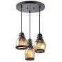 Kira Home Hudson 11.5'' Vintage 3-Light Multi-Pendant Chandelier, Antique Jar Shades with Tinted Glass, Adjustable Corded Pendant, Matte Black Finish