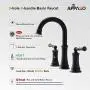 3 Hole Matte Black Widespread Bathroom Sink Faucet, 2 Handle Lavatory Vessel Faucets with Pop Up Drain Assembly and Soap Dispenser, APPASO