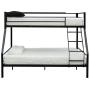 Bonnlo Bunk Bed Twin Over Full Sturdy Metal Bed Frame with Flat Ladder and Guardrail for Adults/Children/Teens, Black