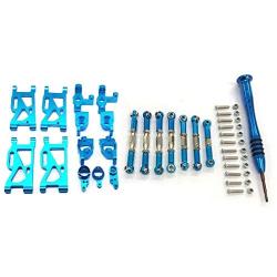 Ctzrzyt for 1:14 144001 RC Car Upgrade Parts Metal Steering Swing Arm Base C Rear Hub Seat Servo Pull Rod,Blue
