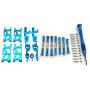 Ctzrzyt for 1:14 144001 RC Car Upgrade Parts Metal Steering Swing Arm Base C Rear Hub Seat Servo Pull Rod,Blue