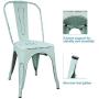 Devoko Metal Indoor-Outdoor Chairs Distressed Style Kitchen Dining Chairs Stackable Side Chairs with Back Set of 4 (Blue)