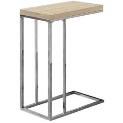 Monarch Specialties 3203, Chrome Accent Metal Base, C Table, Natural