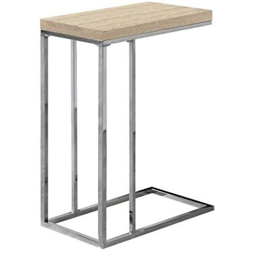 Monarch Specialties 3203, Chrome Accent Metal Base, C Table, Natural