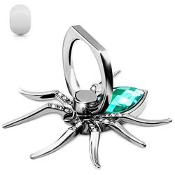 Spider Phone Ring Stand Finger Kickstand, Allengel 360 Rotation Animal Zircon Finger Phone Ring Stand for Cell Phone (Emerald)