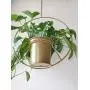 RISEON Boho Gold Metal Plant Hanger,Metal Round Hanging Planter, Modern Planter, Mid Century Plant Holder, Minimalist Planter for Indoor Outdoor Home Decor