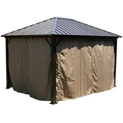 Kozyard Rosana Hardtop Aluminum Permanent Gazebo with 2-Layer Sidewalls (10ftx12ft)