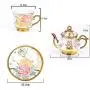 20 Piece European Ceramic Tea Set Porcelain Tea SetWith Metal Holder,flower tea set Red Rose Painting,90ML/Cup,450ML/Pot(Small version)