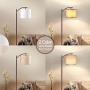 Rottogoon Floor Lamp for Living Room, LED Standing Lamp with 2 Lamp Shades Tall Industrial Floor Lamp Reading for Bedroom, Office (9W LED Bulb, Beige & White Shades Included) -Oil-Rubbed Bronze
