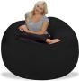 Chill Sack Bean Bag Chair: Giant 5 Memory Foam Furniture Bean Bag - Big Sofa with Soft Micro Fiber Cover - Black