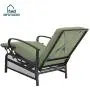 MFSTUDIO Patio Recliner Chair Metal Adjustable Back Outdoor Lounge Chair with 100% Olefin Cushion(Green)