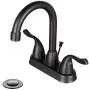 DESFAU Bathroom Faucet Bronze, 360 Degree Swivel Centerset Bathroom Faucet, 3 Hole Two Handle Bathroom Faucet, Bathroom Vanity Sink Faucets with Metal Drain Assembly DESFAU Bathroom Faucet Bronze, 360 Degree Swivel Centerset Bathroom Faucet, 3 Hole Two Handle Bathroom Faucet, Bathroom Vanity Sink Faucets with Metal Drain Assembly