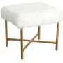 HomePop Faux Fur Square Stool with Metal Legs, White HomePop Faux Fur Square Stool with Metal Legs, White