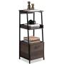 Sekey Home Bookcase | Bookshelf | Cabinet with Storage Shelf and Drawer , Sturdy and Easy Assembly, Wood Look Accent Furniture with Metal Frame, Smoky Oak