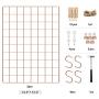 SONGMICS Grid Panel, Photo Wall Display, Metal Mesh Wall Decor, Multifunctional Hanging Picture Wall, DIY, Art Display, S Hook, Clip, Hemp Cord, Set of 2, Rose Gold, ULPP01DR