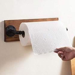 MyGift Industrial Pipe & Brown Wood Wall Mounted Paper Towel Holder