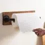MyGift Industrial Pipe & Brown Wood Wall Mounted Paper Towel Holder MyGift Industrial Pipe & Brown Wood Wall Mounted Paper Towel Holder