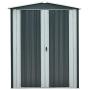 Hanover HANAPEXSHD-GW Twist Lock and 2 Tool Hooks, Dark Gray/White 3 5 x 6-Ft. Galvanized Steel Apex Patio Storage Shed