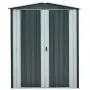 Hanover HANAPEXSHD-GW Twist Lock and 2 Tool Hooks, Dark Gray/White 3 5 x 6-Ft. Galvanized Steel Apex Patio Storage Shed