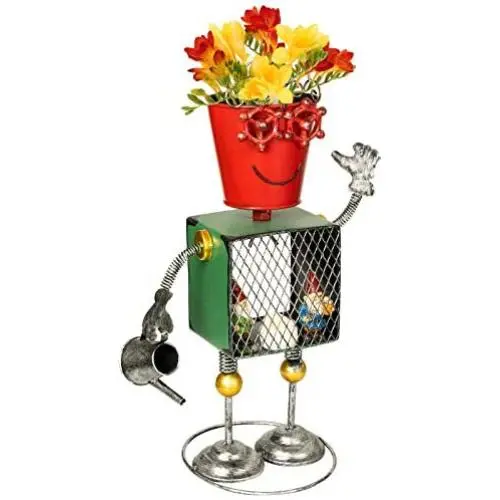 Flower Pot Robot Style Statue Rustic Metal Planter 18.1 Tall, Iron Flower Pot Holder for Plants Indoor Outdoor Lawn Home Office - Unique Housewarming Gift (Marry) Flower Pot Robot Style Statue Rustic Metal Planter 18.1 Tall, Iron Flower Pot Holder for Plants Indoor Outdoor Lawn Home Office - Unique Housewarming Gift (Marry)