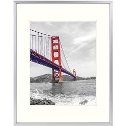 Frametory, 11x14 Aluminum Metal Photo Frame with Ivory Color Mat for 8x10 Picture & Real Glass (Silver, Pack of 1)