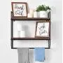 Bathroom Shelves Rustic Wall Shelf with Metal Wall Mounted Wood Shelving,Floating Shelves Towel Rack Storage Shelf Rack(2-Tier) (Black Bracket & Brown Shelves) Bathroom Shelves Rustic Wall Shelf with Metal Wall Mounted Wood Shelving,Floating Shelves Towel Rack Storage Shelf Rack(2-Tier) (Black Bracket & Brown Shelves)