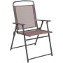 Flash Furniture Nantucket 6 Piece Brown Patio Garden Set with Table, Tan Umbrella and 4 Folding Chairs