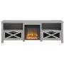 Walker Edison Calgary Industrial Farmhouse X-Drawer Metal Mesh and Wood Fireplace TV Stand for TVs up to 80 Inches, 70 Inch, Stone Grey Walker Edison Calgary Industrial Farmhouse X-Drawer Metal Mesh and Wood Fireplace TV Stand for TVs up to 80 Inches, 70 Inch, Stone Grey