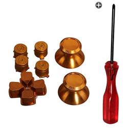 Timorn Replacement Parts Aluminum Metal Thumbsticks D-Pad Bullet ABXY Buttons Mod Kit for Playstation 4 PS4 Controller (Gold Set)