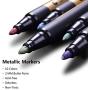 Metallic Marker Pens, Set of 10 Yongqiang Metallic Coloring Markers Drawing Pen for Rock Painting, Black Paper, Gift Card Making, Scrapbooking, Fabric, Metal, Ceramics, Wine Glass