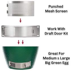 GriAddict Upgrade Mesh Screen for Medium & Large Big Green Egg Replacement Accessories, Stainless Punched Metal Panel Work with Green Egg Draft Door Parts, More Robust Than The Original Equipment