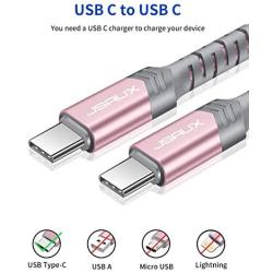 USB C to USB C 60W Fast Charging Cable, JSAUX[2-Pack 6.6ft] Type C Charger Cord Compatible with Samsung Galaxy S21 /S20 /Note 20 10, MacBook Air/Pro 13, iPad Air/Pro 2020, Google Pixel 3/4, etc-Pink