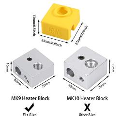 3D Printer Heater Block Silicone Cover, Aokin MK7 MK8 MK9 Silicone Sock for MK7/8/9 3D Printer Hotend Extruder, Creality CR-10, S4, S5, Ender 3, Anet A8, Yellow, 3 Pcs