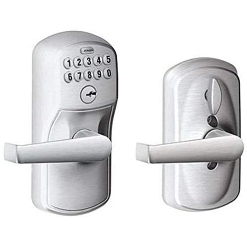 Schlage, Brushed Chrome FE595CS V PLY 626 ELA Plymouth Light Commercial Electronic Keypad Lock with Elan Lever