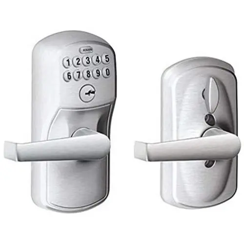 Schlage, Brushed Chrome FE595CS V PLY 626 ELA Plymouth Light Commercial Electronic Keypad Lock with Elan Lever Schlage, Brushed Chrome FE595CS V PLY 626 ELA Plymouth Light Commercial Electronic Keypad Lock with Elan Lever