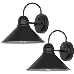 Dusk to Dawn Sensor Outdoor Wall Sconce, Exterior Wall Light Fixture, Matte Black Wall Lantern with Metal Shade for Entryway, Porch, Front Door, ETL Listed, 2 Pack