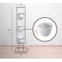 Indoor Metal Vertical Plant Stand with 3 White Ceramic Pots, Iron Flower Pot Holder Rack, Outdoor Decor, Potted Steel Planter Garden Container Display, 23 Bees