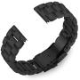 FERNBE Mirror Surface Stainless Steel Watch Band 18mm 20mm 22mm 24mm Strap Metal Replacement Bracelet with Double-Button safety Clasp for Mens Womens Watch Black Silver (Black, 24mm)