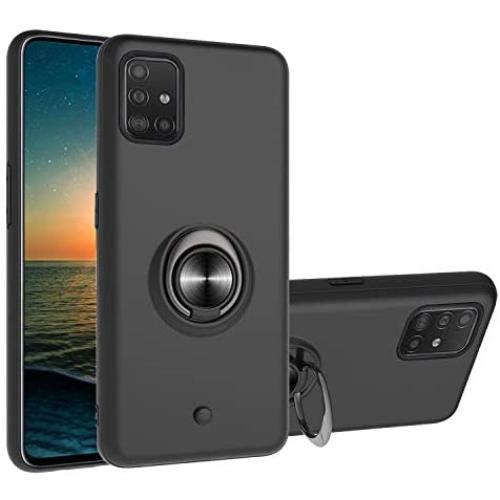 Case for Galaxy A51 (Not Fit A51 5G Version),360 Metal Rotating Ring Kickstand [Work with Magnetic Car Mount] , Hybrid Slim Fit Hard Back Shockproof Protective Compatible with Galaxy M40S Cover -Black