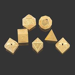 TitanShield Solid Gold Polyhedral Dungeons and Dragons D&D Metal 7-Dice Set