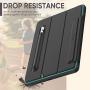 SEYMAC stock Case for iPad 8th/7th Generation 10.2 inch , Lightweight Shock-Proof Smart Cover Auto Sleep Wake with Stand [Screen Protector] for iPad 8th/7th Generation 10.2’’ 2020/2019 (Black/Green)