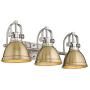 Emliviar 3-Light Bathroom Vanity Light Fixtures, Gold and Brushed Nickel Finish with Metal Shade, 4054 BG